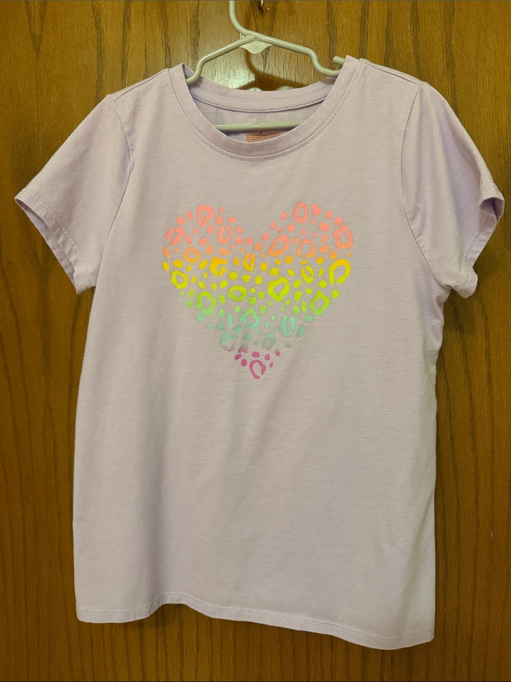 Cat & Jack Lavender Short Sleeve Tee with Neon Heart animal print Graphic